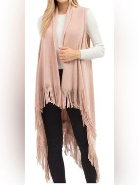 Women Warm Solid Fringe Knit Shrug Poncho Cover up Vest